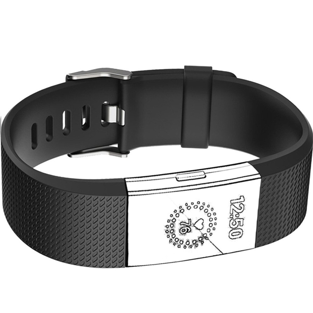 Texturiertes Sport Silikonarmband Für Fitbit Charge 2 - Schwarz-2