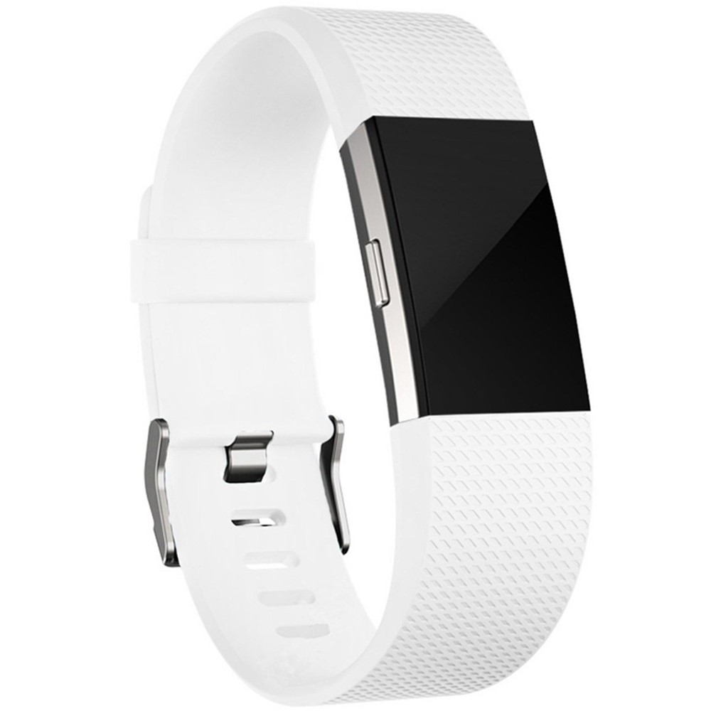 Textured Sports Silicone Watch Band for Fitbit Charge 2 - White-1
