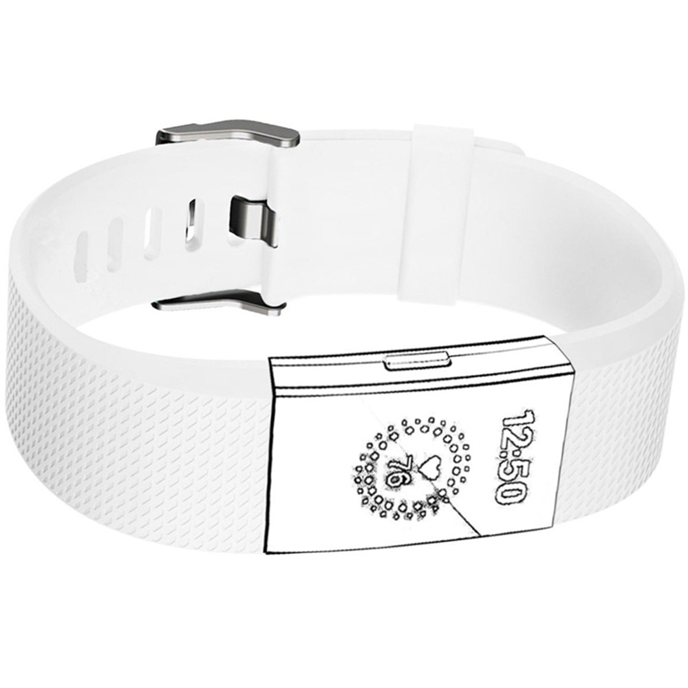 Textured Sports Silicone Watch Band for Fitbit Charge 2 - White-3