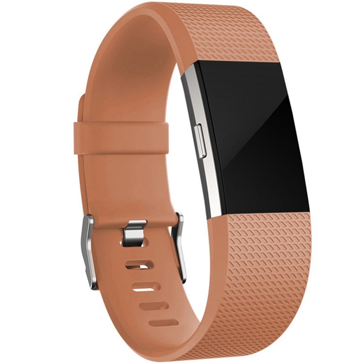 Textured Sports Silicone Watchband Replacement for Fitbit Charge 2 - Brown-1