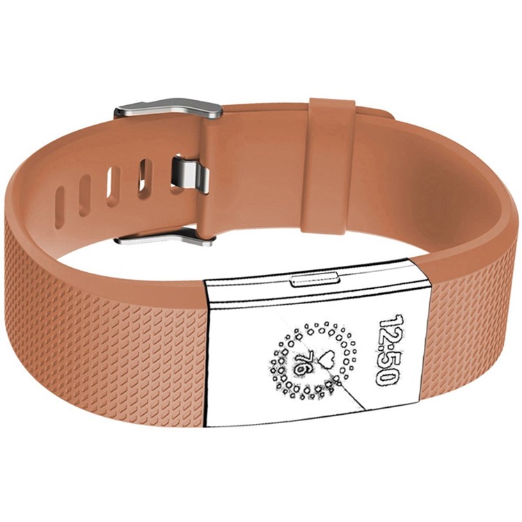 Textured Sports Silicone Watchband Replacement for Fitbit Charge 2 - Brown-3