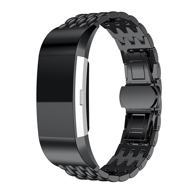 Di Lusso In Acciaio Inox Drago Texture Band Cinturino Di Orologio Per Fitbit Charge 2 - Nero-2
