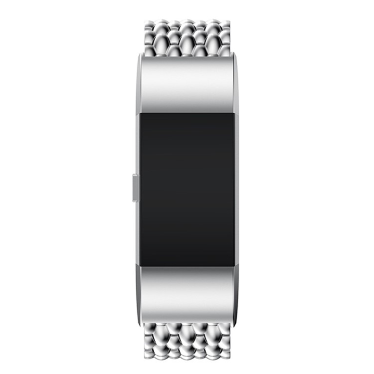 Luxuxstahldrachebeschaffenheitsbanduhrband Für Fitbit Gebühr 2 - Silber--3