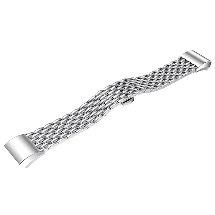 Luxuxstahldrachebeschaffenheitsbanduhrband Für Fitbit Gebühr 2 - Silber--4