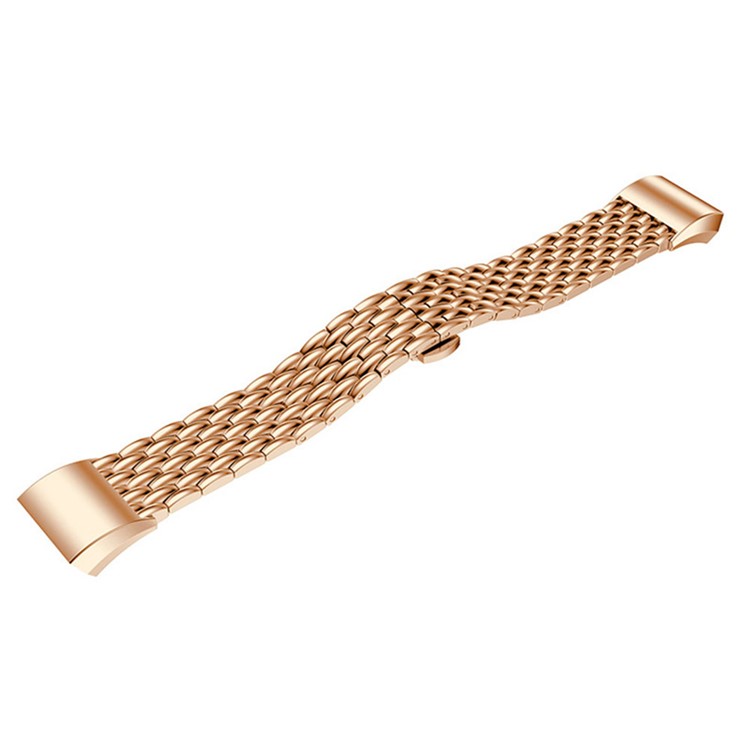 Luxury Stainless Steel Dragon Texture Band Wrist Strap for Fitbit Charge 2 - Rose Gold-4