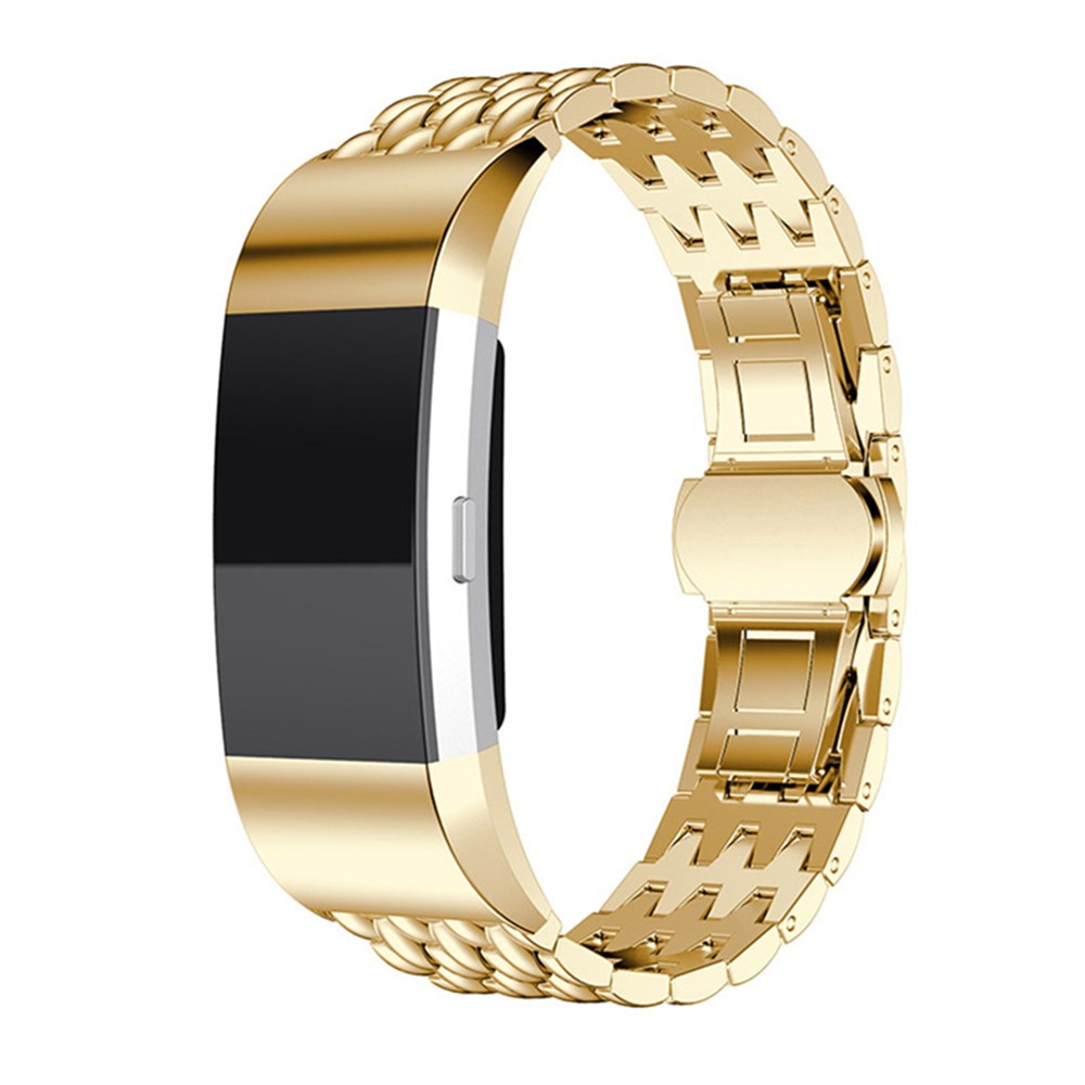 Luxus Edelstahl Drache Textur-band Uhrenarmband Armband Für Fitbit Charge 2 - Gold-2