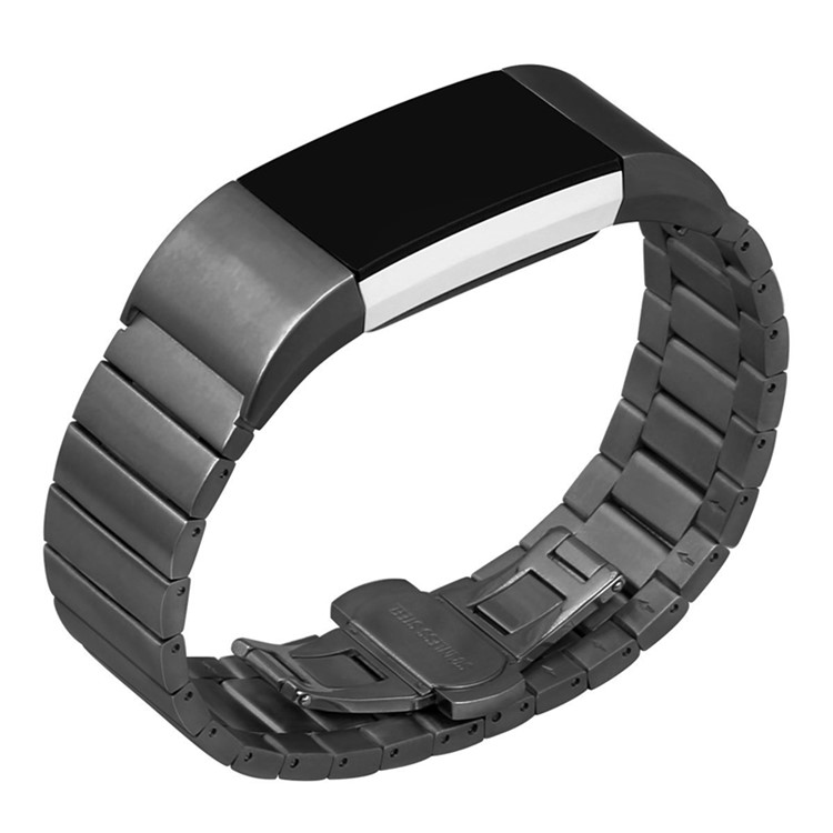 Classic Metal Watch Band with Butterfly Buckle for Fitbit Charge 2 - Black-3