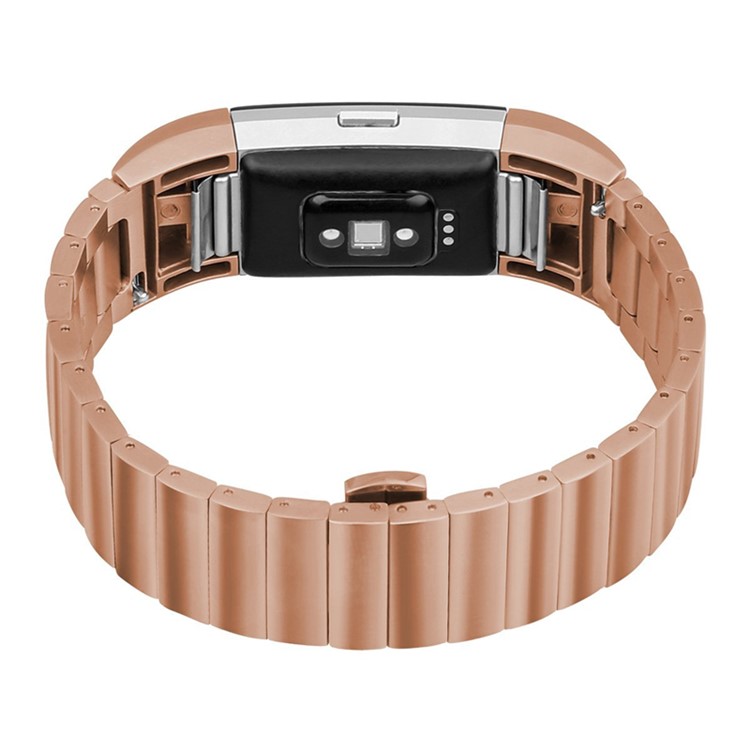 Classic Metal Watch Band Replacement with Butterfly Buckle for Fitbit Charge 2 - Rose Gold-3