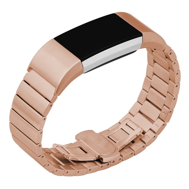 Classic Metal Watch Band Replacement with Butterfly Buckle for Fitbit Charge 2 - Rose Gold-5