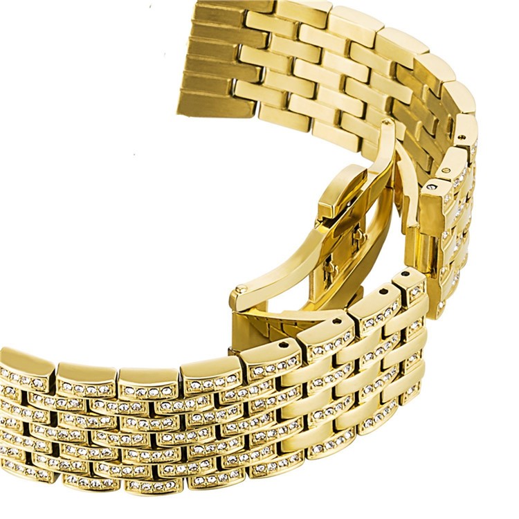 Shiny Rhinestone Decor Metal Watch Strap Replacement with Butterfly Buckle for Fitbit Charge 2 - Gold-7