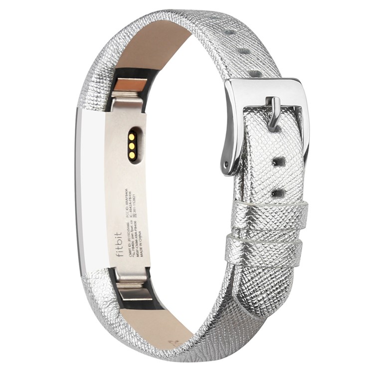 Genuine Leather Watch Strap for Fitbit Alta - Silver-3