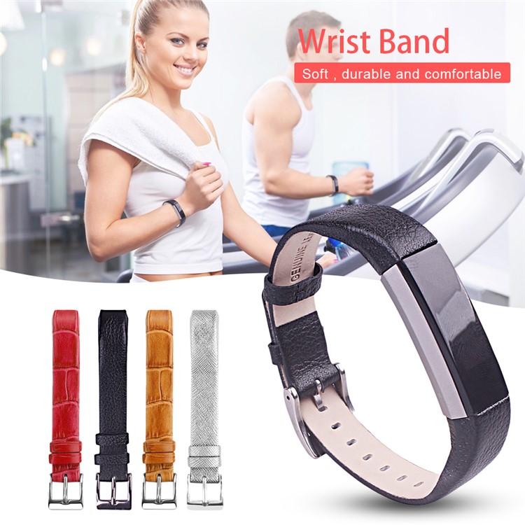 Genuine Leather Watch Strap for Fitbit Alta - Silver-13