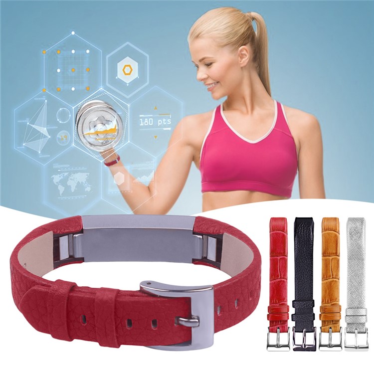 Genuine Leather Watch Strap for Fitbit Alta - Silver-15