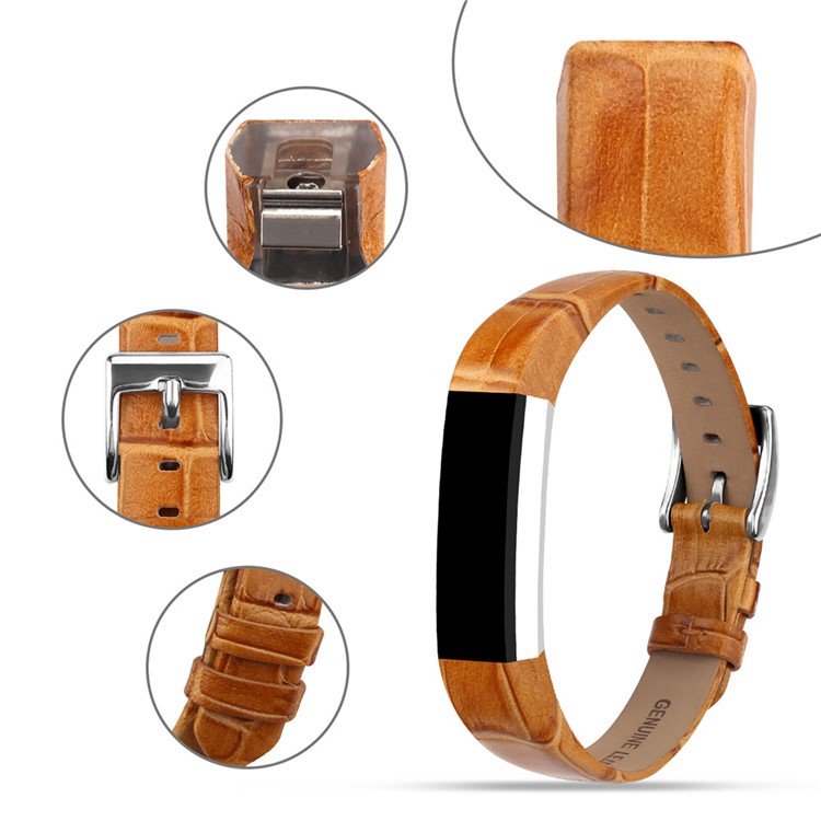 Genuine Leather Watch Strap Replacement for Fitbit Alta - Brown-1