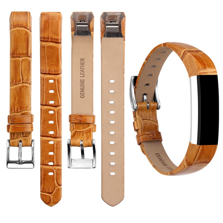 Genuine Leather Watch Strap Replacement for Fitbit Alta - Brown-5