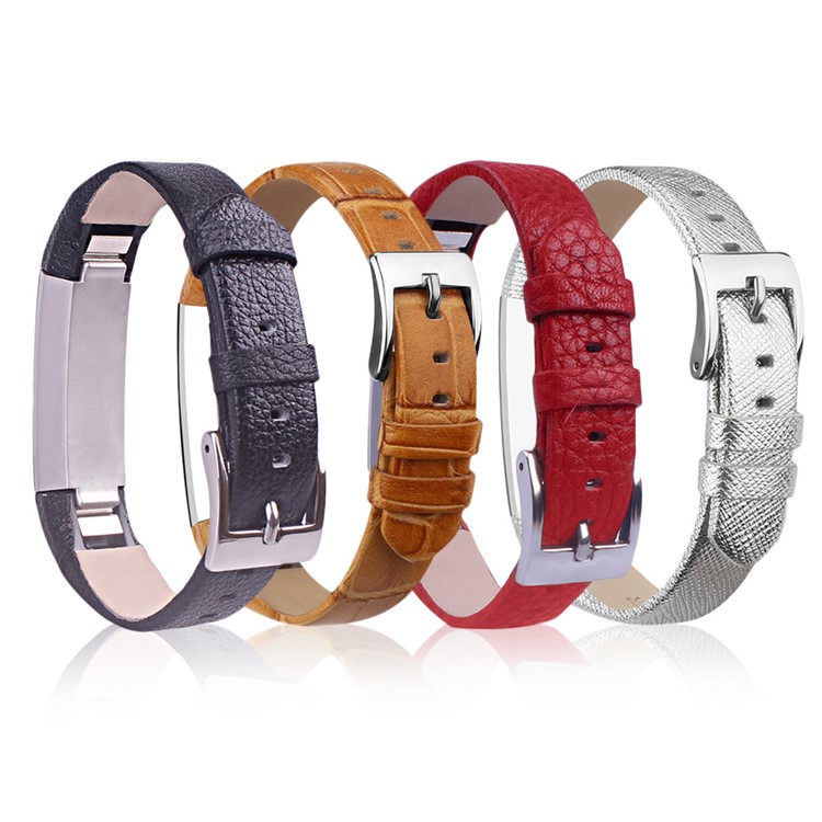 Genuine Leather Watch Strap Replacement for Fitbit Alta - Brown-9