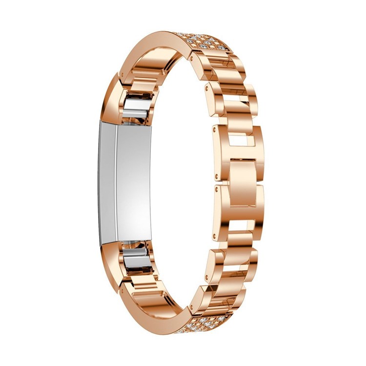 Rhinestone Bling Decor Stainless Steel Chain Watchband with Installation Tool for Fitbit Alta(SDXHJ002) - Rose Gold-3