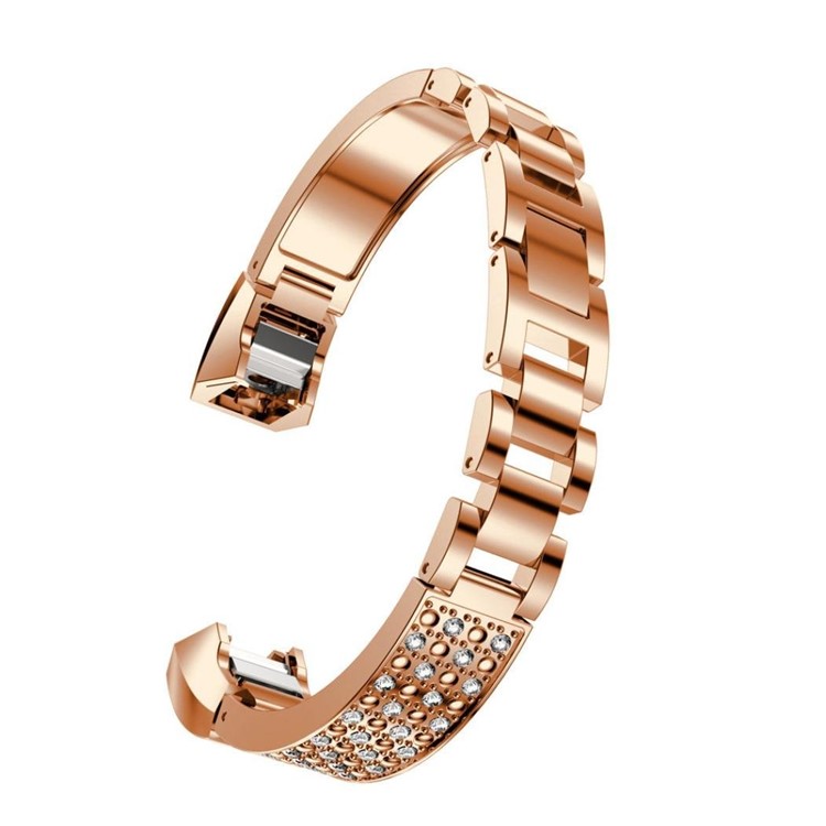 Rhinestone Bling Decor Stainless Steel Chain Watchband with Installation Tool for Fitbit Alta(SDXHJ002) - Rose Gold-5