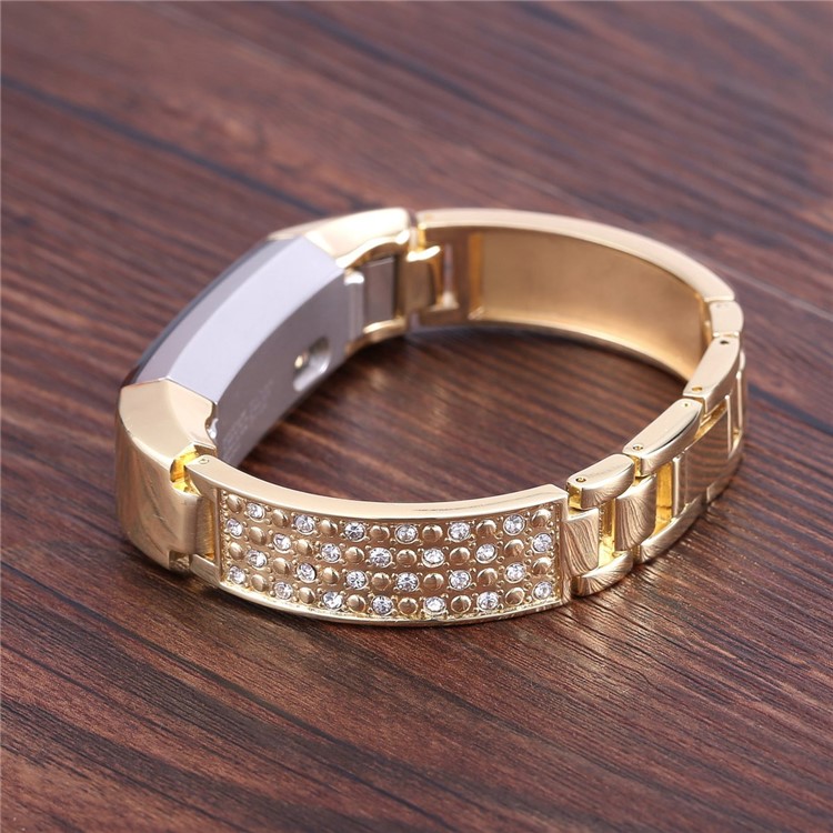 Rhinestone Bling Decor Stainless Steel Chain Watchband with Installation Tool for Fitbit Alta(SDXHJ002) - Rose Gold-9
