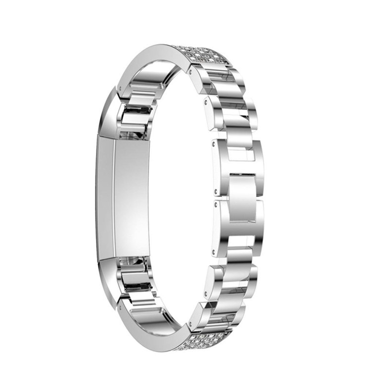 Rhinestone Bling Decor Stainless Steel Watch Chain Strap Bracelet for Fitbit Alta(SDXHJ002) - Silver-3