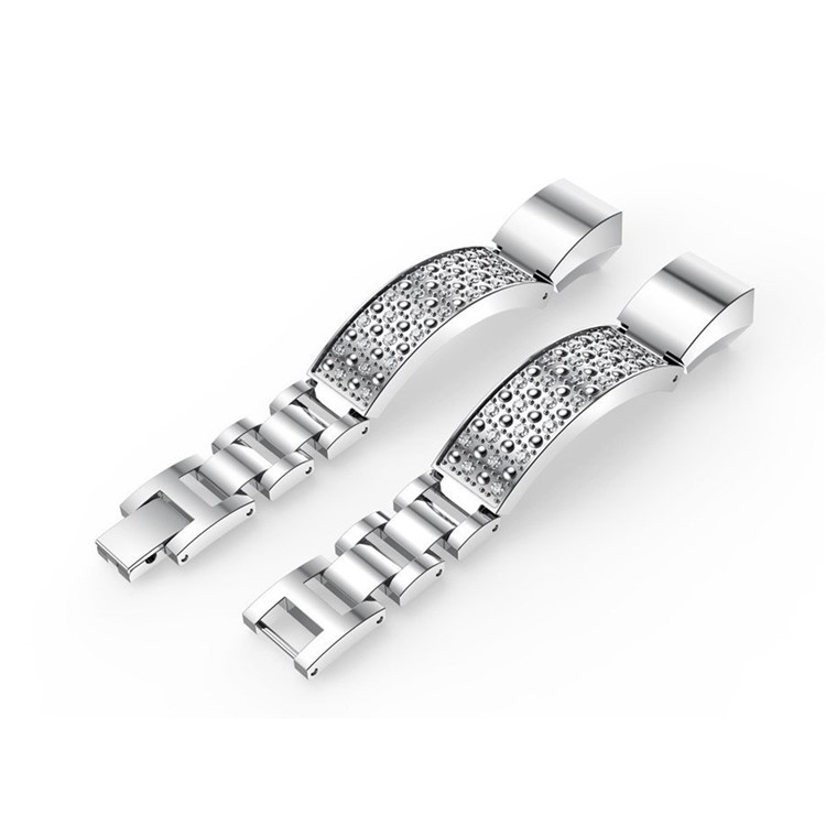 Rhinestone Bling Decor Stainless Steel Watch Chain Strap Bracelet for Fitbit Alta(SDXHJ002) - Silver-7