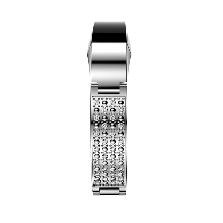 Rhinestone Bling Decor Stainless Steel Watch Chain Strap Bracelet for Fitbit Alta(SDXHJ002) - Silver-9