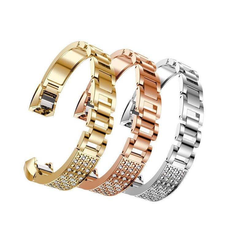 Rhinestone Bling Decor Stainless Steel Watch Chain Strap Bracelet for Fitbit Alta(SDXHJ002) - Silver-15