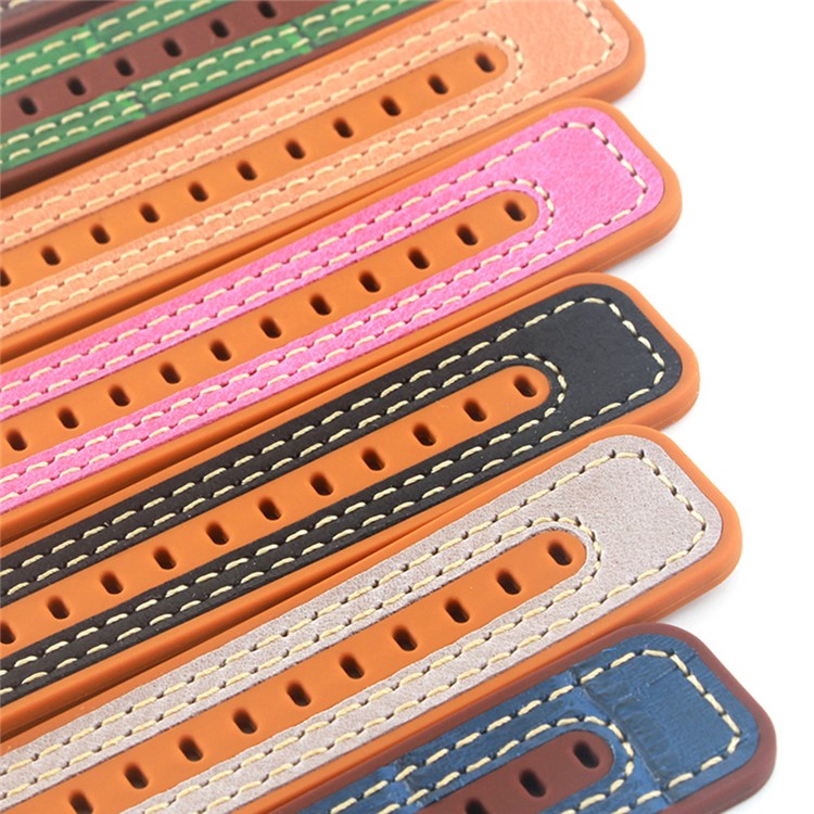 Genuine Leather + Silicone Wrist Watch Band Replacement for Fitbit Ionic - Black-6