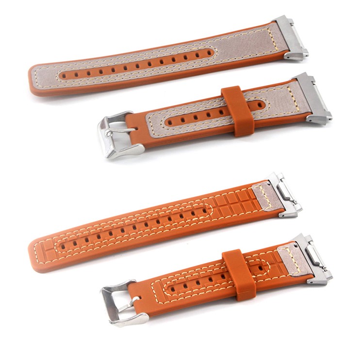 

Genuine Leather + Silicone Wrist Watch Strap Replacement for Fitbit Ionic - Grey