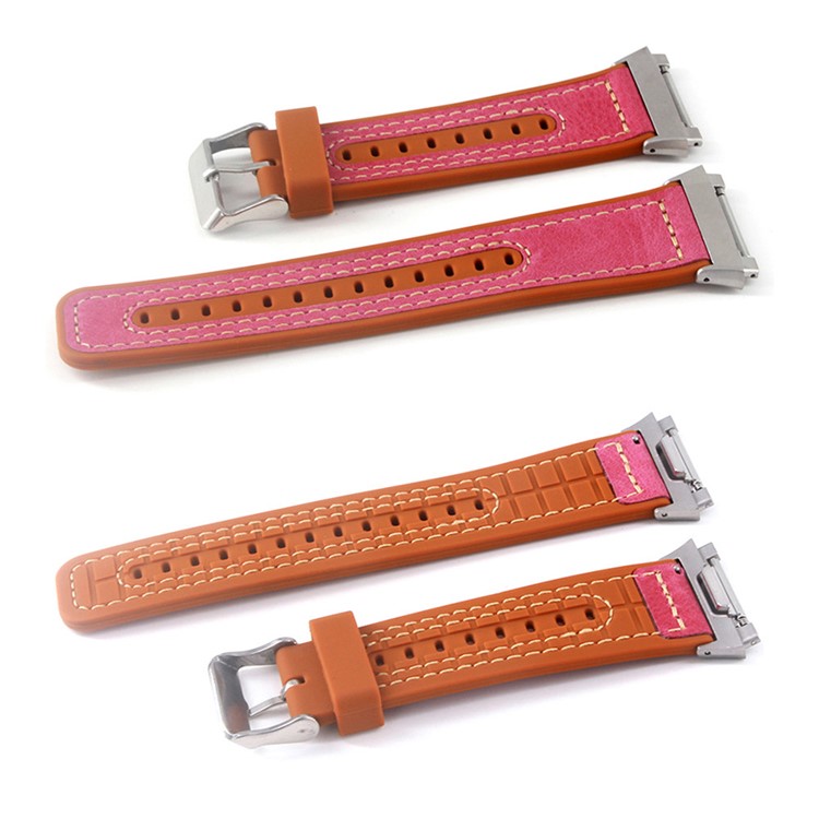 

Genuine Leather + Silicone Wrist Watch Band for Fitbit Ionic - Pink