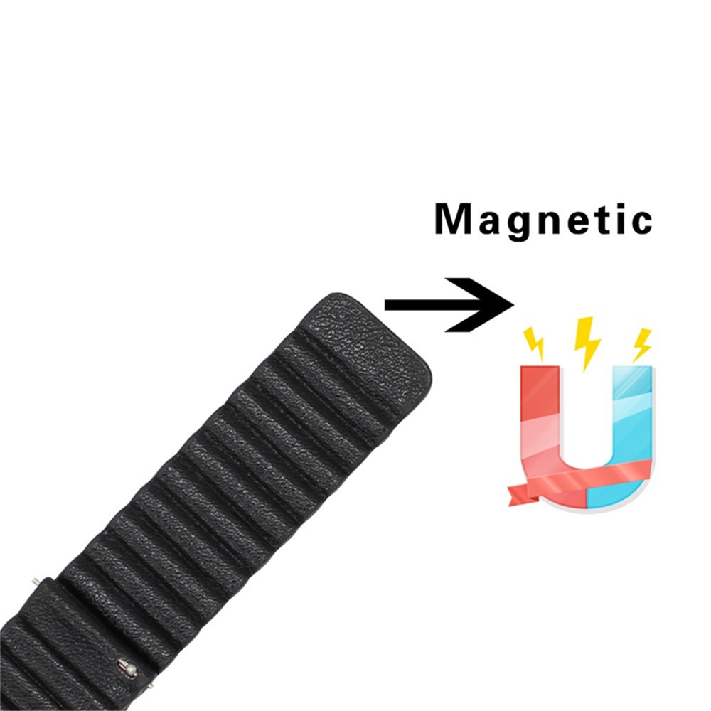Magnetic Loop Genuine Leather Watch Strap for Samsung Gear Sport SM-600 - Black-4