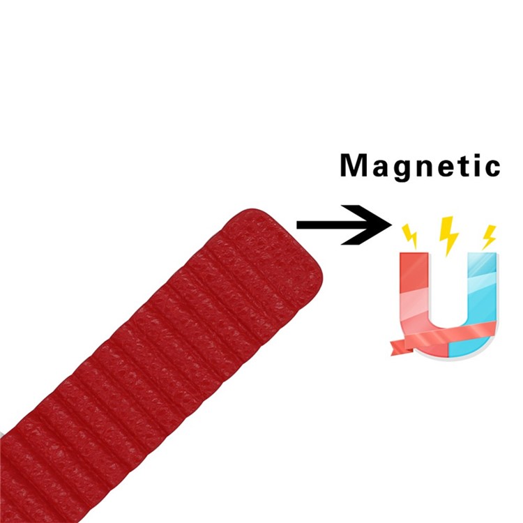Magnetic Loop Genuine Leather Watch Band for Samsung Gear Sport SM-600 - Red-7