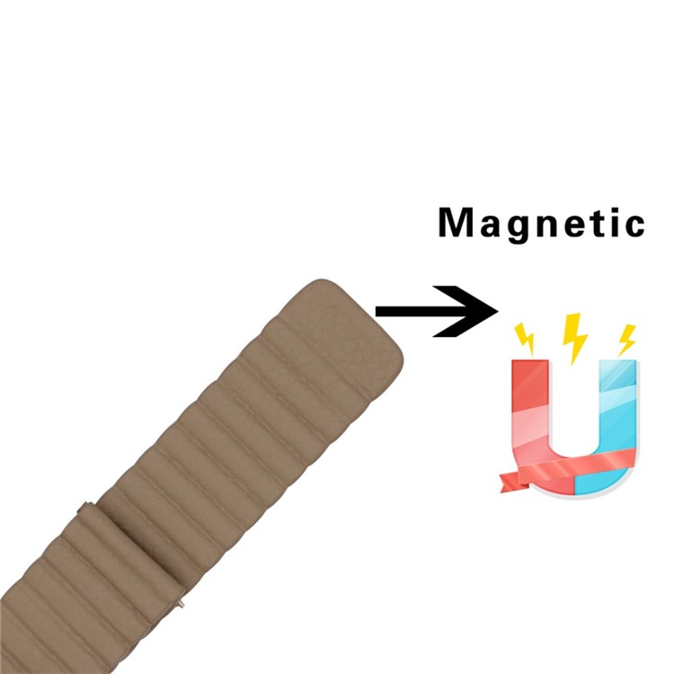 Magnetic Loop Genuine Leather Watch Bracelet for Samsung Gear Sport SM-600 - Khaki-5