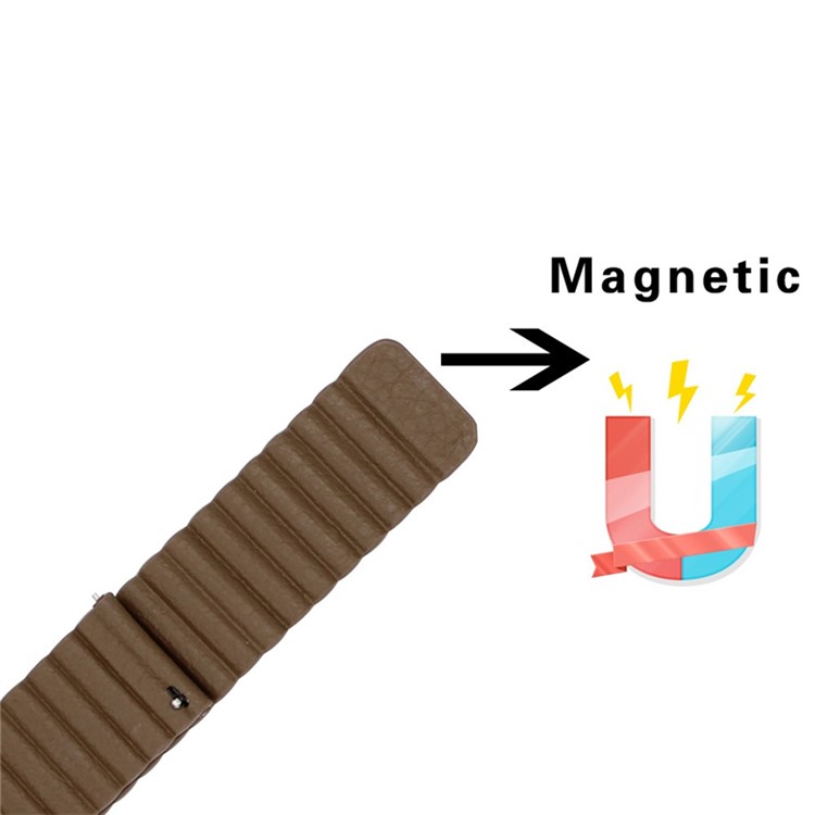 Magnetic Loop Genuine Leather Watch Strap Replacement for Samsung Gear Sport SM-600 - Brown-9