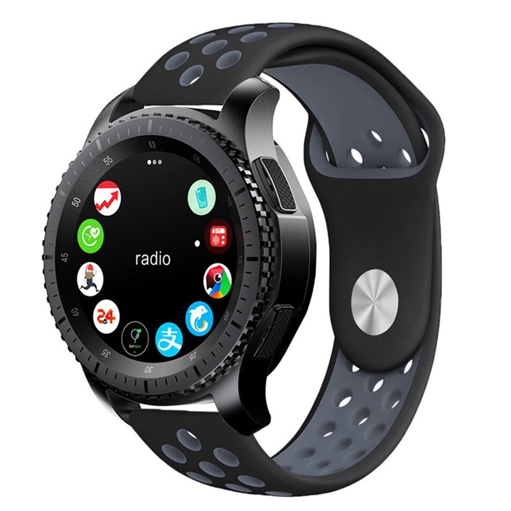 Hollow Two-tone Soft Silicone Watch Band for Samsung Gear S3 Frontier / S3 Classic - Dark Grey / Black-3