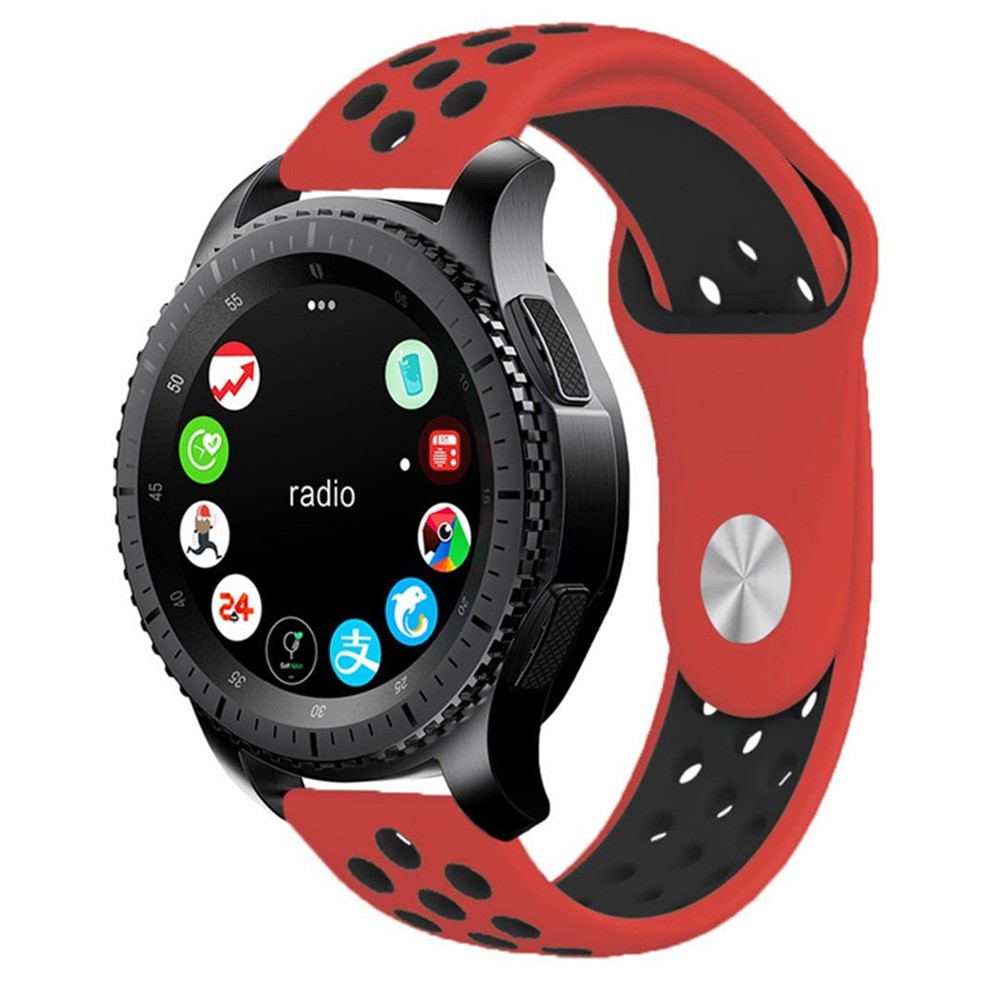 Hollow Two-tone Soft Silicone Watch Strap for Samsung Gear S3 Frontier / S3 Classic - Black / Red-3