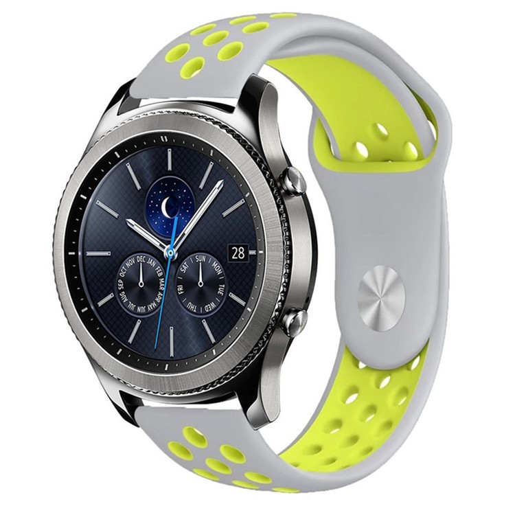 Hollow Two-tone Soft Silicone Watch Sport Band for Samsung Gear S3 Frontier / S3 Classic - Green / Light Grey-3