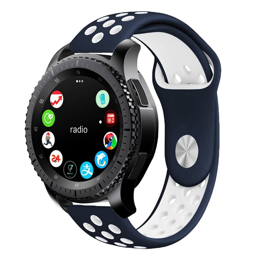 Hollow Two-tone Silicone Watch Sport Bracelet for Samsung Gear S3 Frontier / S3 Classic - White / Blue-3