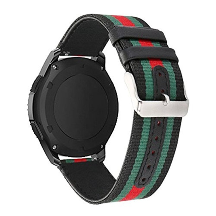 Correia De Pulso Da Faixa Do Relógio De Nylon + Canvas Para A Fronteira Da Engrenagem S3 De Samsung / Clássico S3 - Preto-3