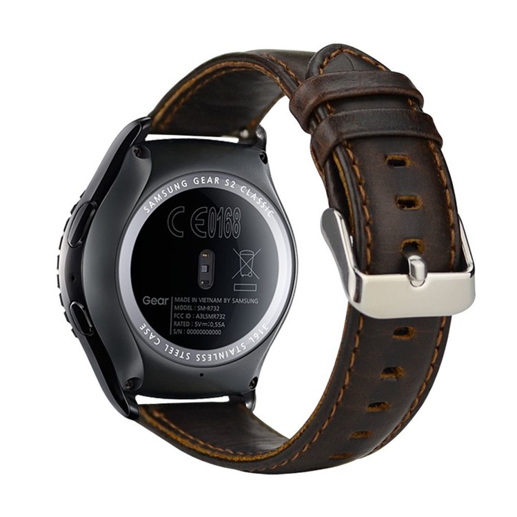 20mm Crazy Horse Echtes Leder Uhrengurt Für Samsung Galaxy Watch4 Classic 46mm 42 Mm/watch4 44mm 40 Mm/ausrüstung S2 Classic (SM-R732) - Kaffee