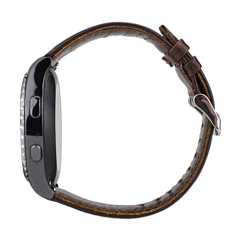 Pulseira De Relógio De Couro Genuíno Cavalo Louco Para Samsung Engrenagem S2 Classic (sm-r732) - Café-6