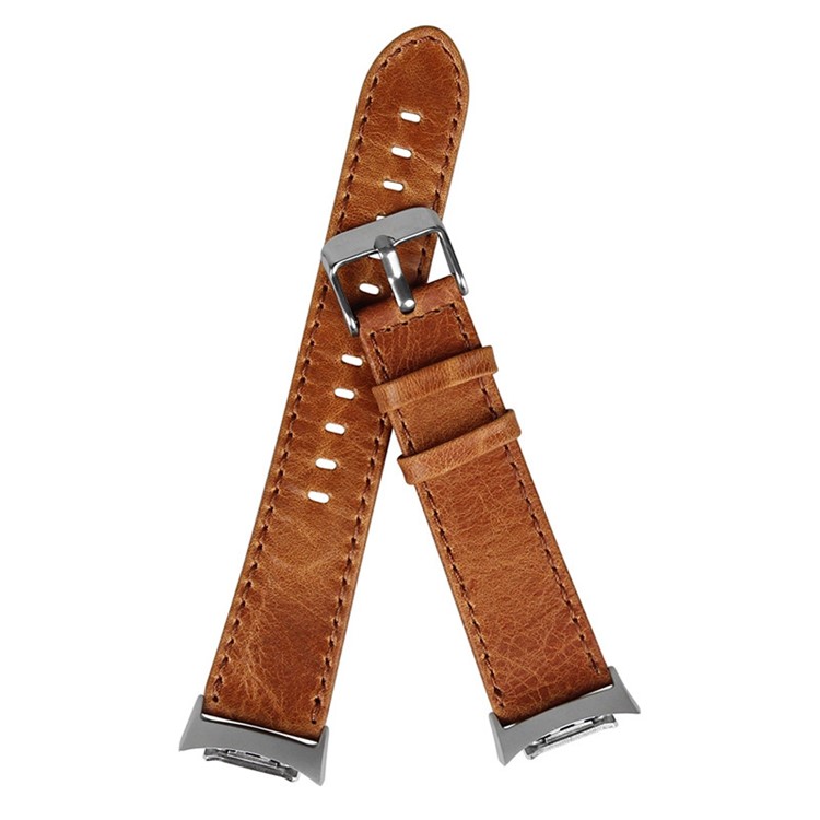 Crazy Horse Genuine Leather Watch Band + Stainless Steel Connector for Samsung Gear S2 (SM-R730/SM-R720) - Brown-4