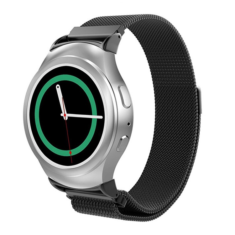 Magnetic Metal Milanese Wrist Watch Strap + Stainless Steel Connector for Samsung Gear S2 (SM-R730/SM-R720) - Black-2