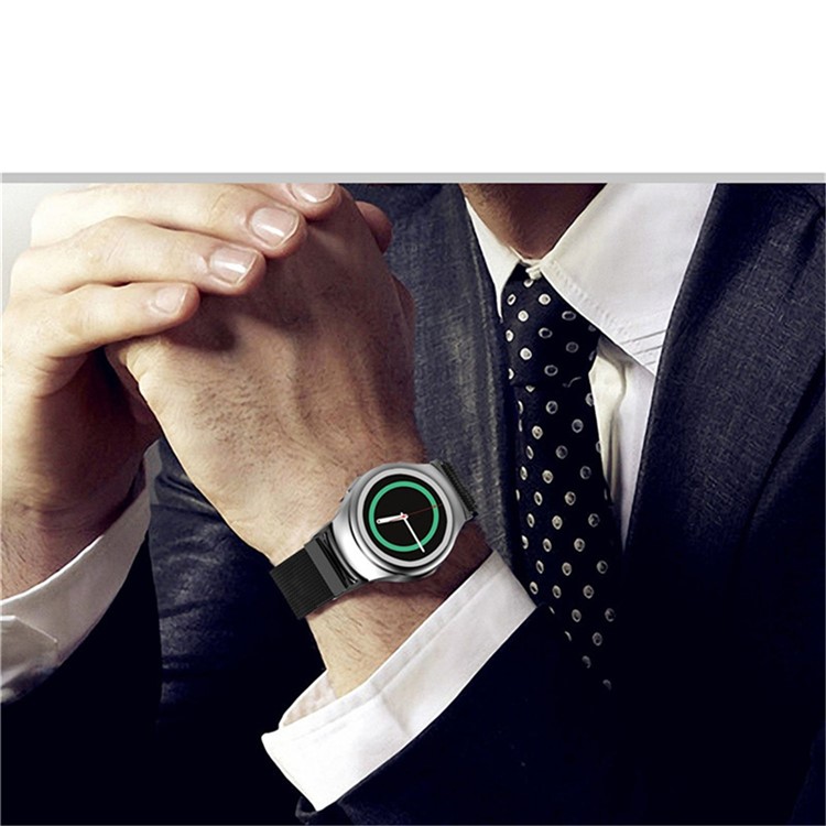 Magnetic Metal Milanese Wrist Watch Strap + Stainless Steel Connector for Samsung Gear S2 (SM-R730/SM-R720) - Black-3