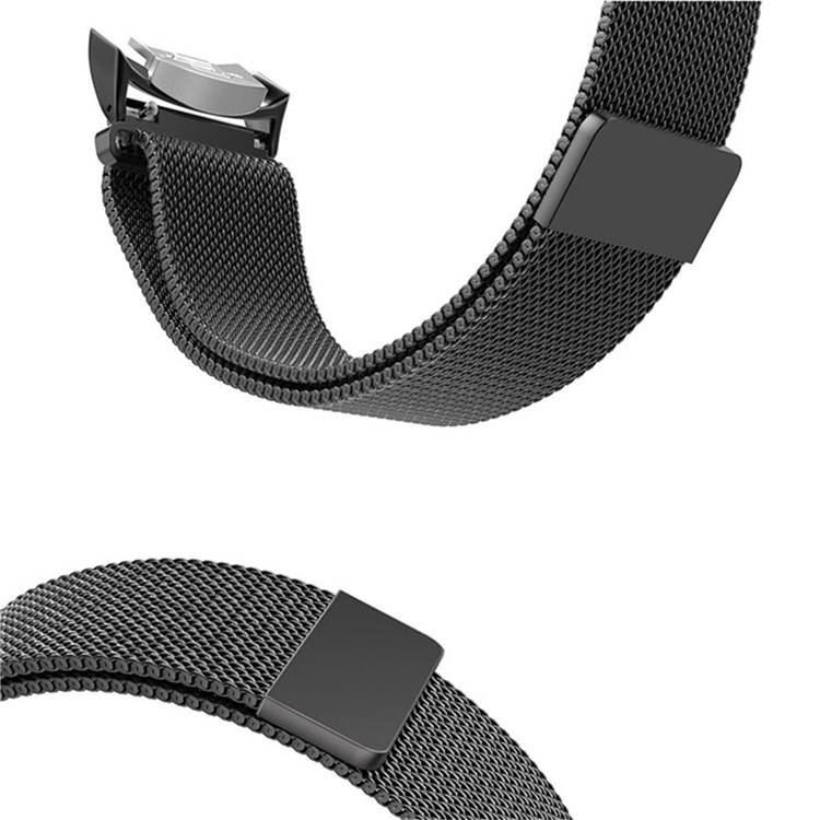 Magnetic Metal Milanese Wrist Watch Strap + Stainless Steel Connector for Samsung Gear S2 (SM-R730/SM-R720) - Black-4