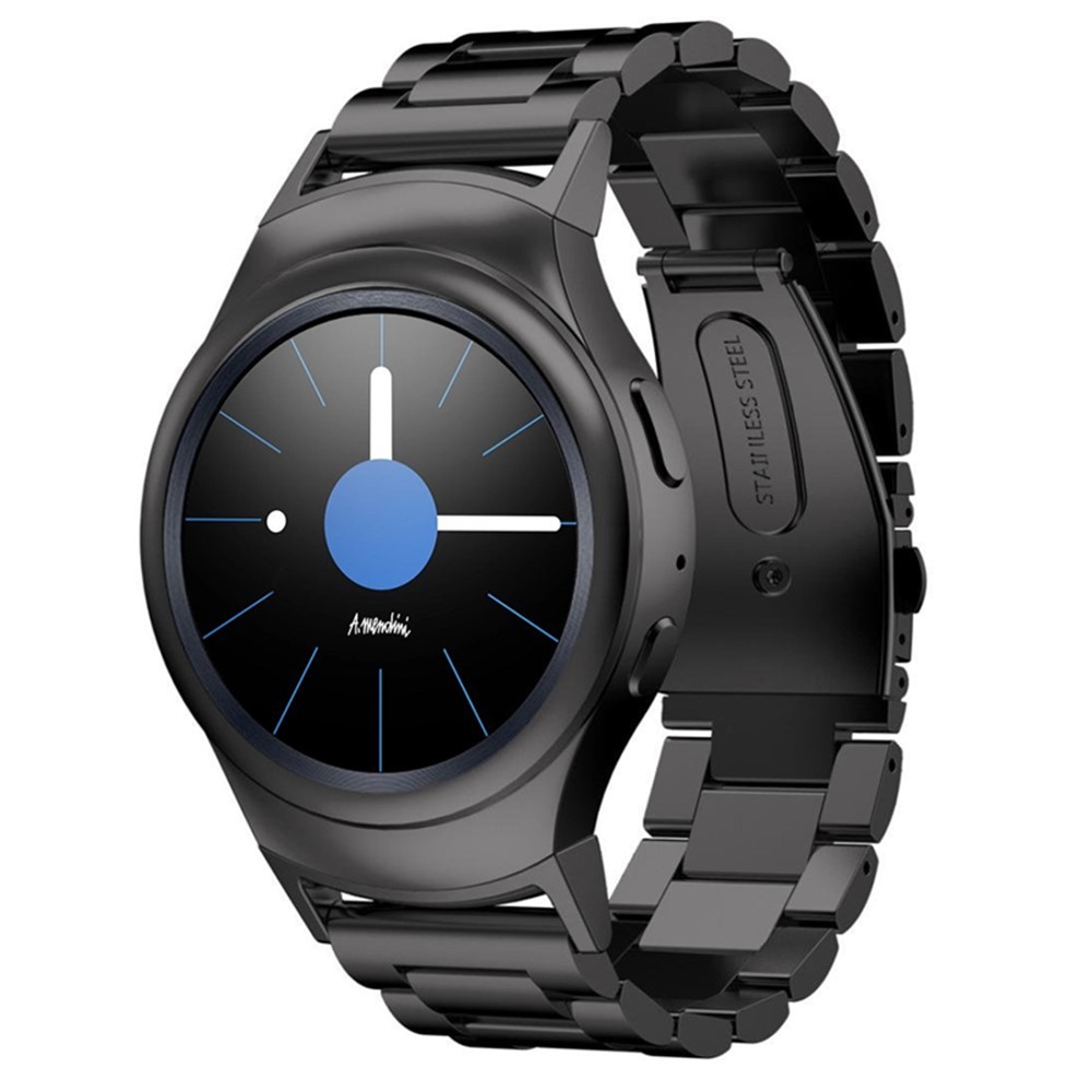 Banda de Reloj de Acero Inoxidable Con Conector de Acero Inoxidable Para Samsung Gear S2 R720 / Gear S2 R730 - Negro