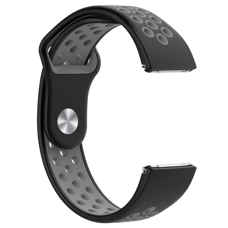 For Fitbit Versa Band Accessory Two-color Breathable Sports Silicone Strap - Black/Grey-3