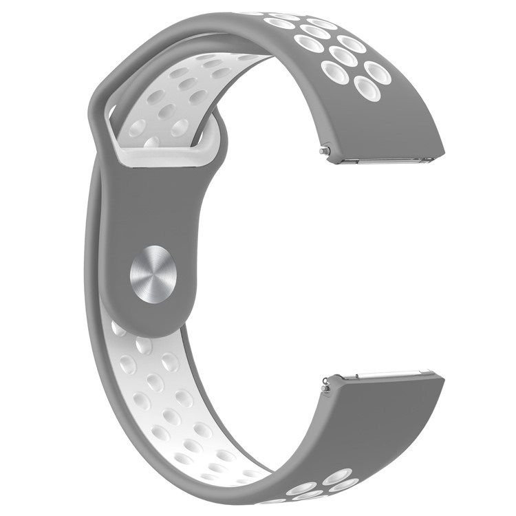 For Fitbit Versa Two-color Sports Breathable Silicone Watchband Strap - Grey/White-3