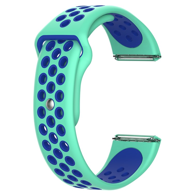 For Fitbit Versa Two-color Breathable Sports Silicone Strap Band Accessory - Cyan/Blue-1