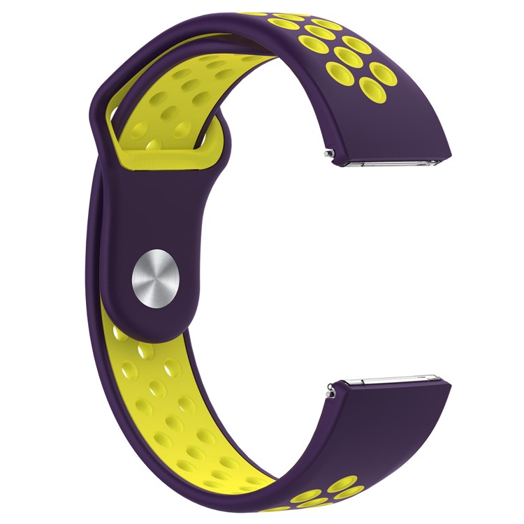 For Fitbit Versa Two-color Breathable Sports Replacement Silicone Strap - Purple/Yellow-3